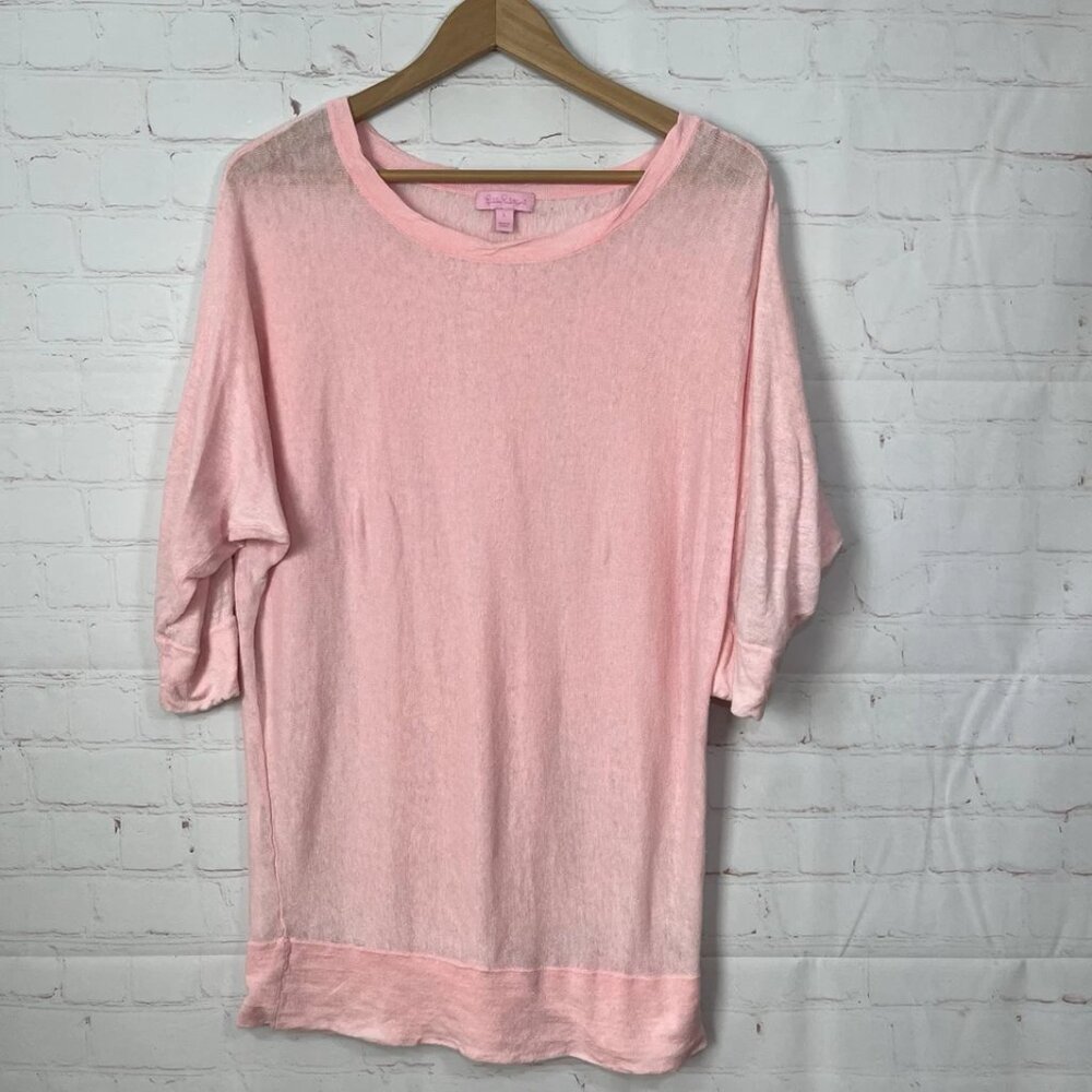 Lilly Pulitzer Tunic Top Womens Size Large Pink Batwing Boho Peasant Hippie